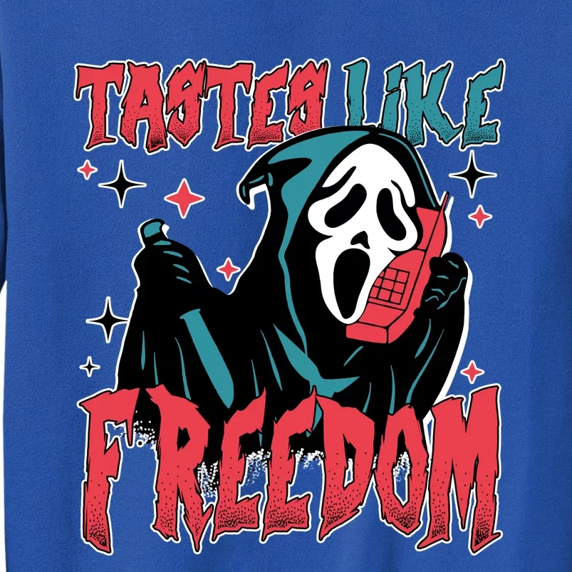 Ghostface Tastes Like Freedom Horror 4th Of July American Flag Tall Sweatshirt