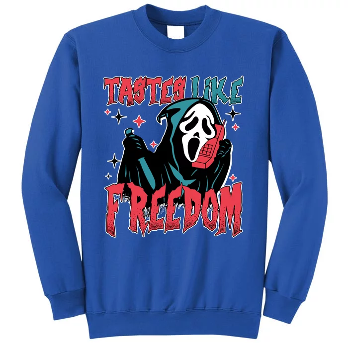 Ghostface Tastes Like Freedom Horror 4th Of July American Flag Tall Sweatshirt