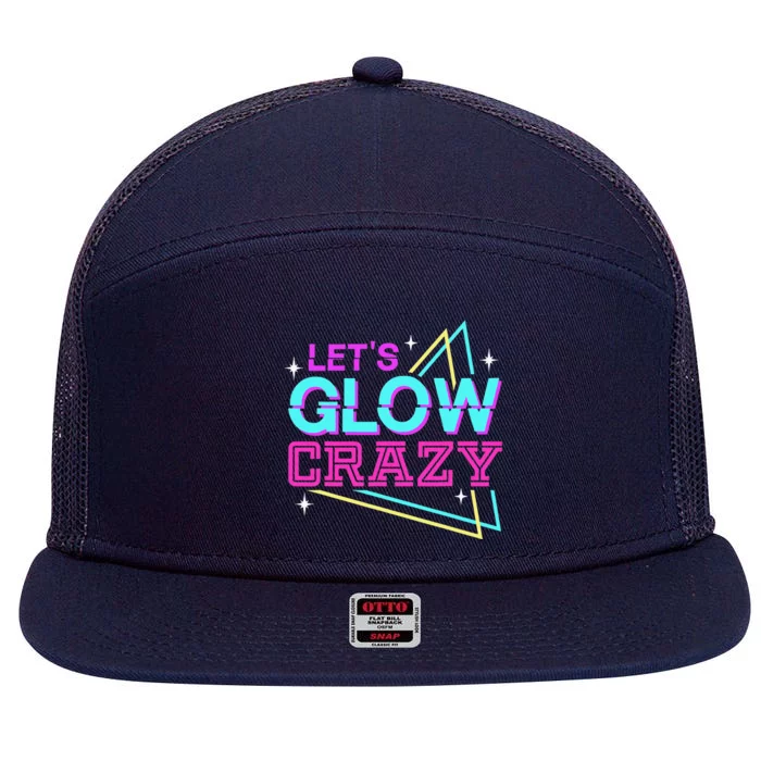 Group Team Lets A Glow Crazy Retro Colorful 7 Panel Mesh Trucker Snapback Hat