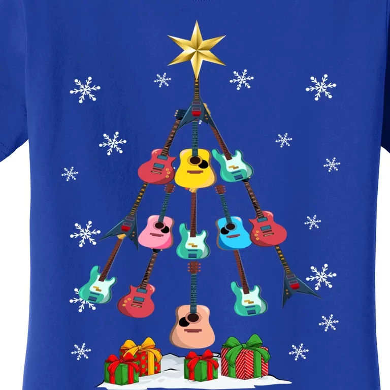 Guitar Tree Lights Christmas Pajamas Guitar Lovers Xmas Tree Cool Gift Women's T-Shirt