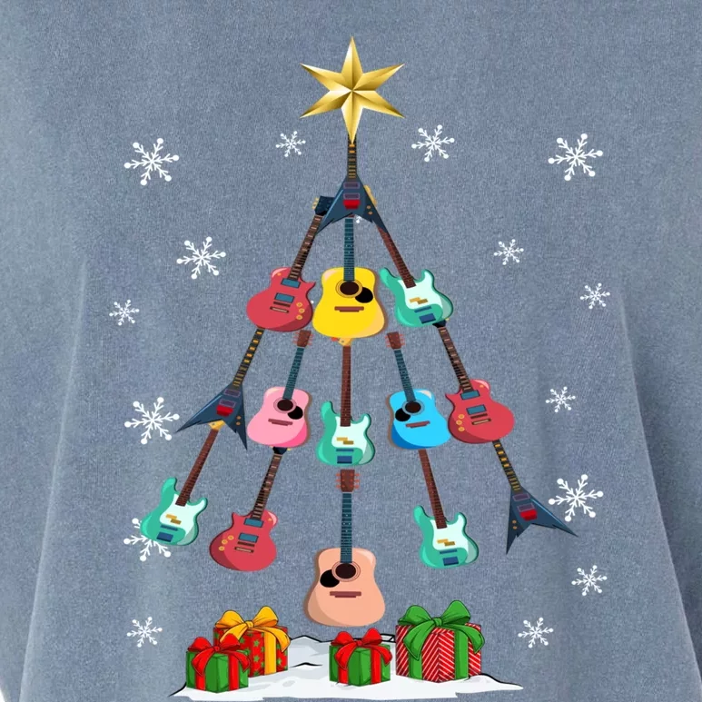 Guitar Tree Lights Christmas Pajamas Guitar Lovers Xmas Tree Cool Gift Garment-Dyed Women's Muscle Tee