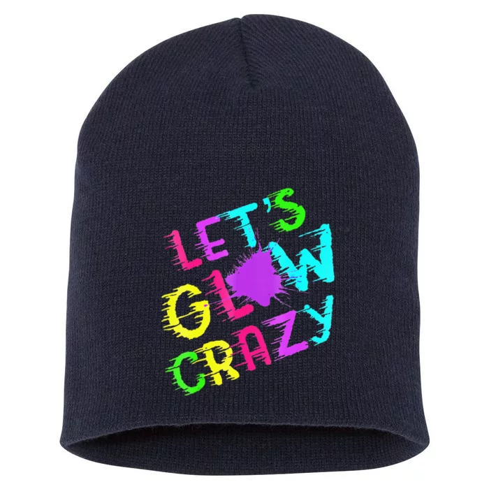 Group Team Lets A Glow Crazy Retro Colorful Short Acrylic Beanie