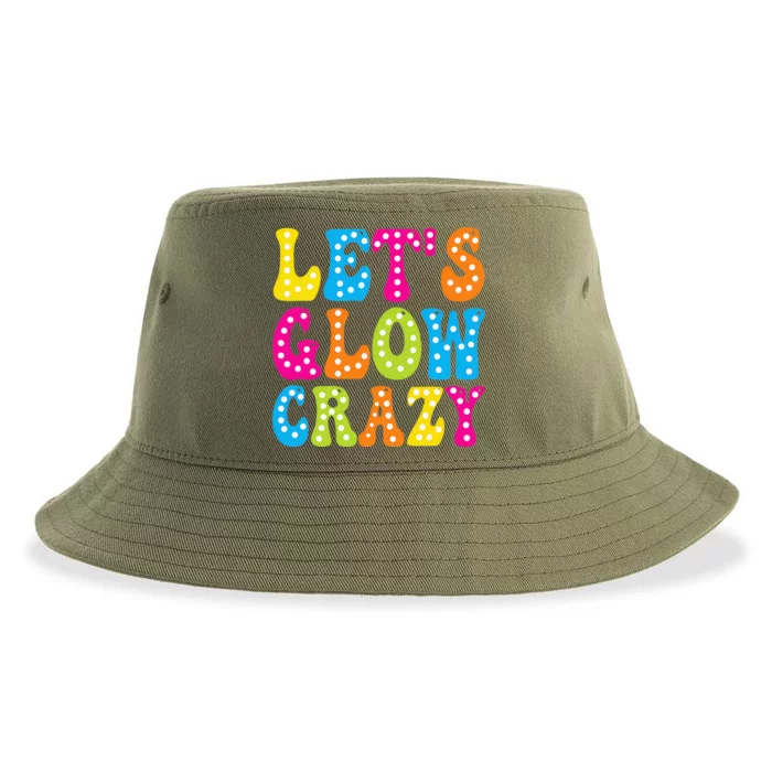 Group Team Lets A Glow Crazy Retro Colorful Quote Sustainable Bucket Hat