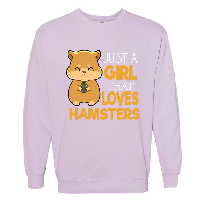 Girl That Loves Hamsters Gift Garment-Dyed Sweatshirt