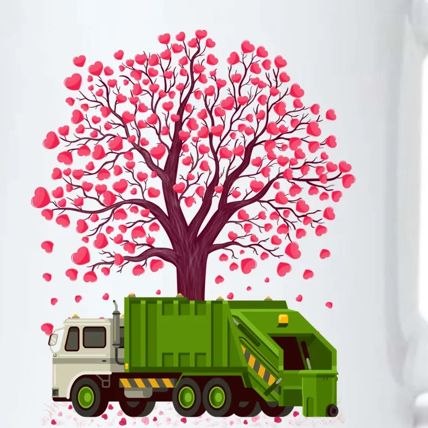 Garbage Truck Lover Heart Tree Garbage Truck Valentine's Day Cute Gift Black Color Changing Mug