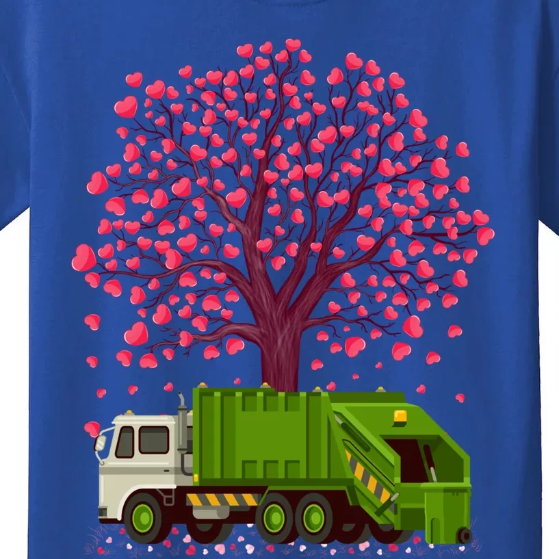 Garbage Truck Lover Heart Tree Garbage Truck Valentine's Day Cute Gift Kids T-Shirt