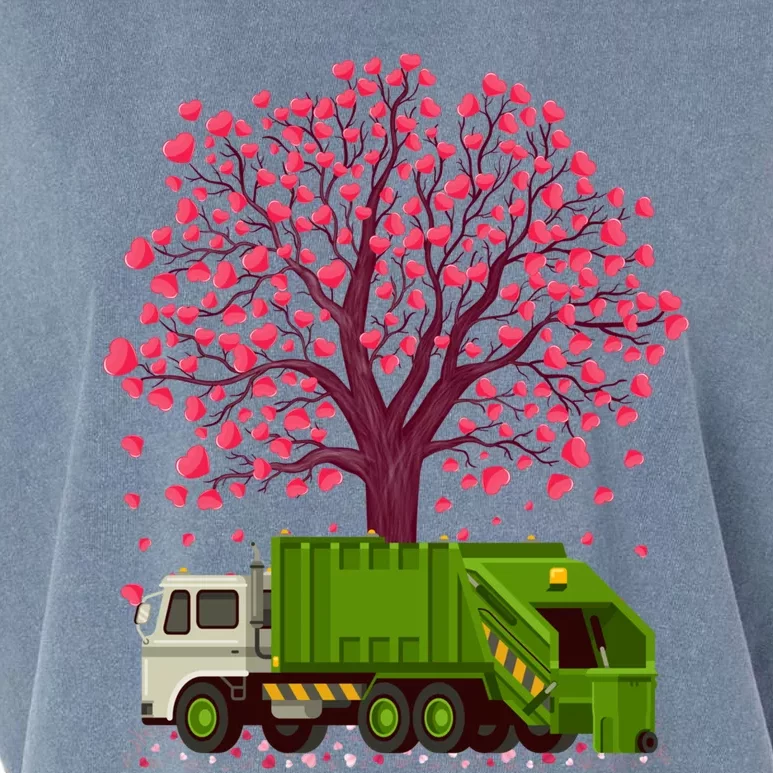 Garbage Truck Lover Heart Tree Garbage Truck Valentine's Day Cute Gift Garment-Dyed Women's Muscle Tee