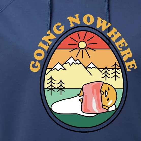 Gudetama The Lazy Egg Camping Going Nowhere Performance Fleece Hoodie