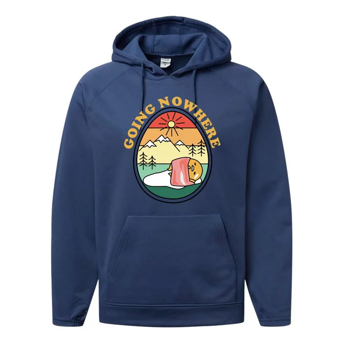 Gudetama The Lazy Egg Camping Going Nowhere Performance Fleece Hoodie