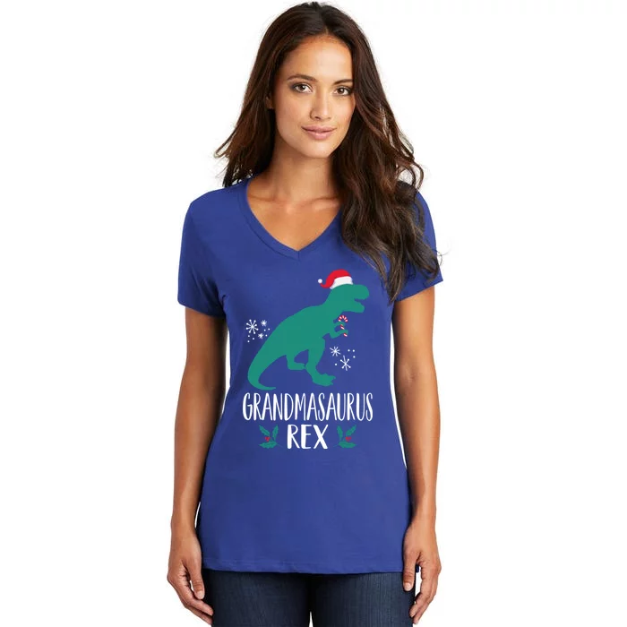 Grandmasaurus Trex Matching Family Christmas Dino Outfit Gift Women's V-Neck T-Shirt