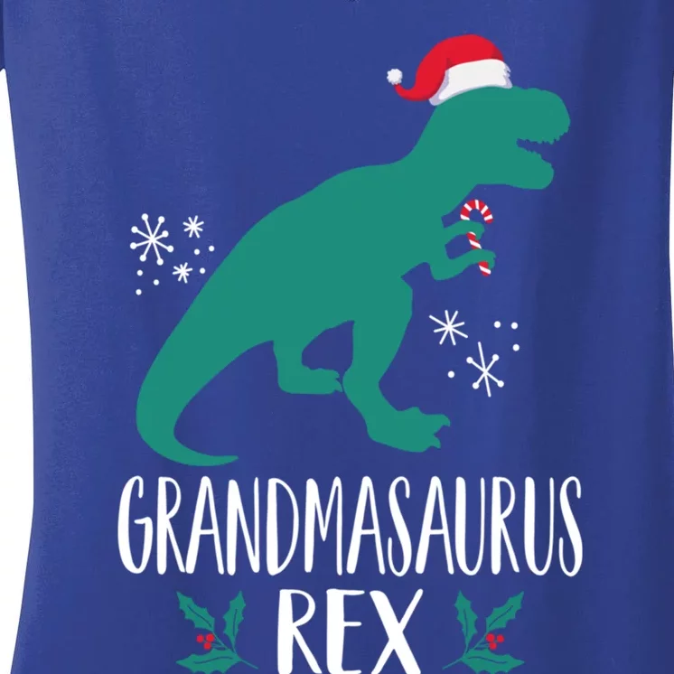 Grandmasaurus Trex Matching Family Christmas Dino Outfit Gift Women's V-Neck T-Shirt