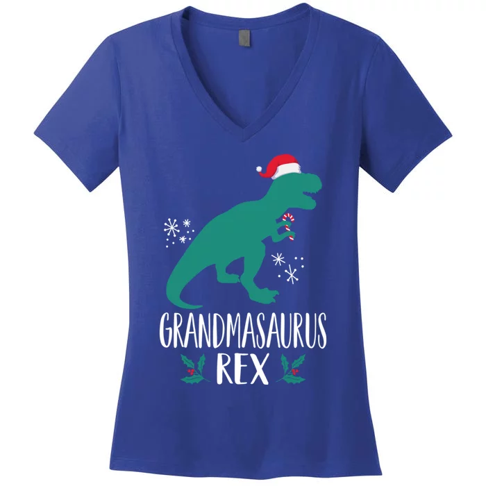 Grandmasaurus Trex Matching Family Christmas Dino Outfit Gift Women's V-Neck T-Shirt