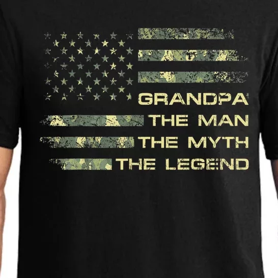 Grandpa The Man The Myth The Legend Fathers Day Camo US Flag Pajama Set