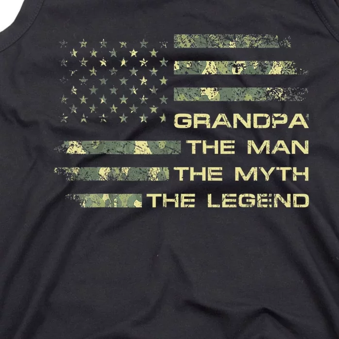 Grandpa The Man The Myth The Legend Fathers Day Camo US Flag Tank Top