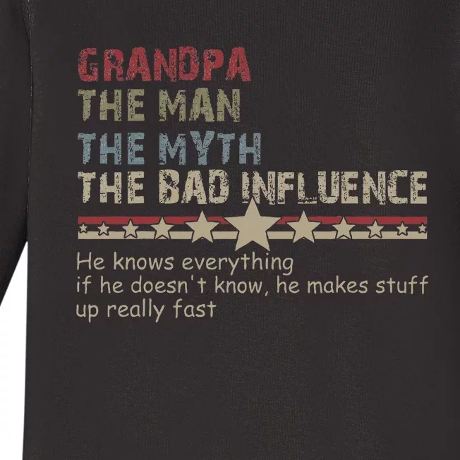 Grandpa The Man The Myth The Bad Influence Baby Long Sleeve Bodysuit