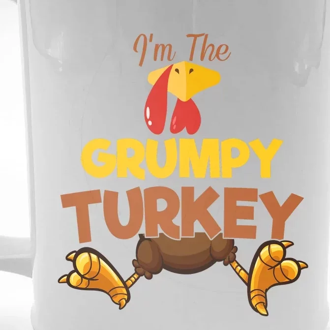 Grumpy Turkey Matching Family Group Thanksgiving Gifts Front & Back Beer Stein