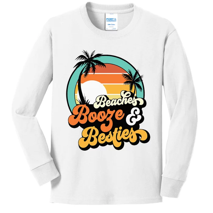 Girl Trip Matching Beaches Booze Besties Best Friends Kids Long Sleeve Shirt