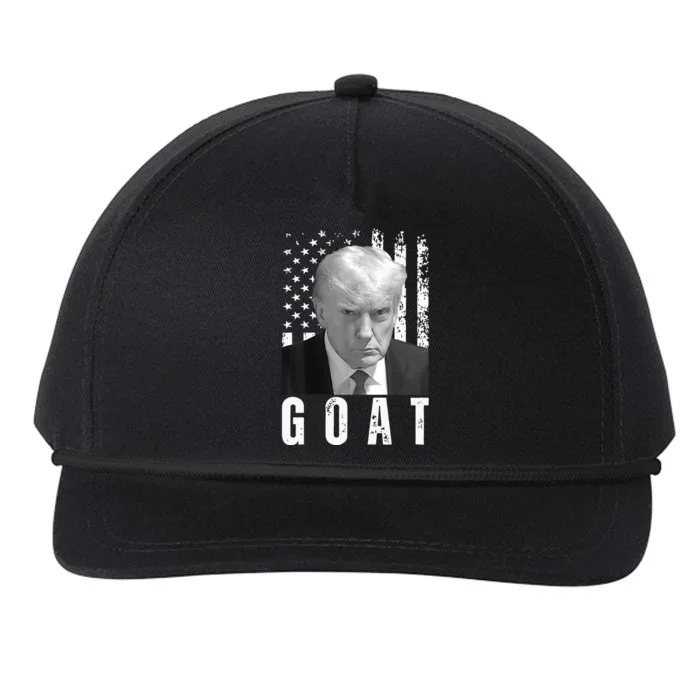 GOAT Trump Mugshot Legend Donald Trump 2024 Snapback Five-Panel Rope Hat