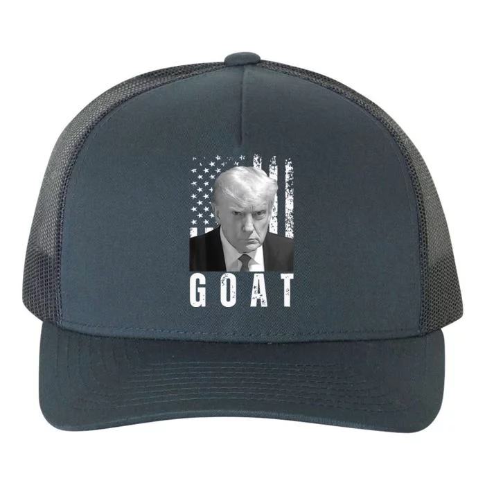 GOAT Trump Mugshot Legend Donald Trump 2024 Yupoong Adult 5-Panel Trucker Hat