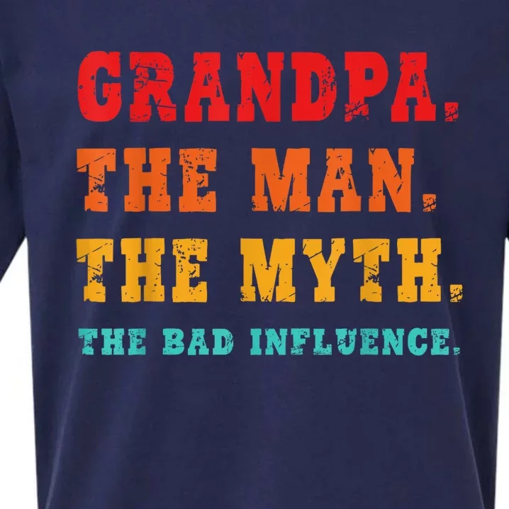 Grandpa The Man The Myth The Bad Influence Sueded Cloud Jersey T-Shirt