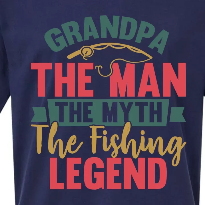 Grandpa The Man The Myth The Fishing Legend Father Day Gift Sueded Cloud Jersey T-Shirt