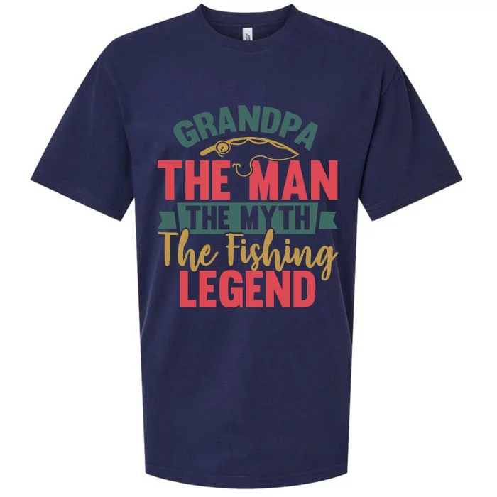 Grandpa The Man The Myth The Fishing Legend Father Day Gift Sueded Cloud Jersey T-Shirt