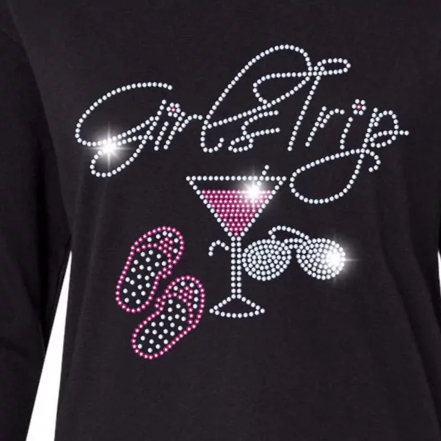 Girls Trip Martini Flip Flops Rhinestone Bling Mom Birthday Cool Gift Womens Cotton Relaxed Long Sleeve T-Shirt