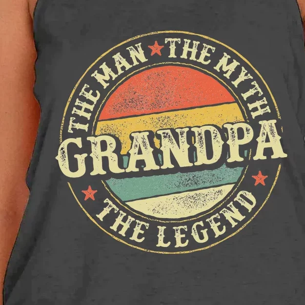 Grandpa The Man The Myth The Legend Father's Day Grandfather Women's Knotted Racerback Tank