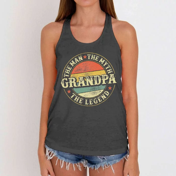 Grandpa The Man The Myth The Legend Father's Day Grandfather Women's Knotted Racerback Tank