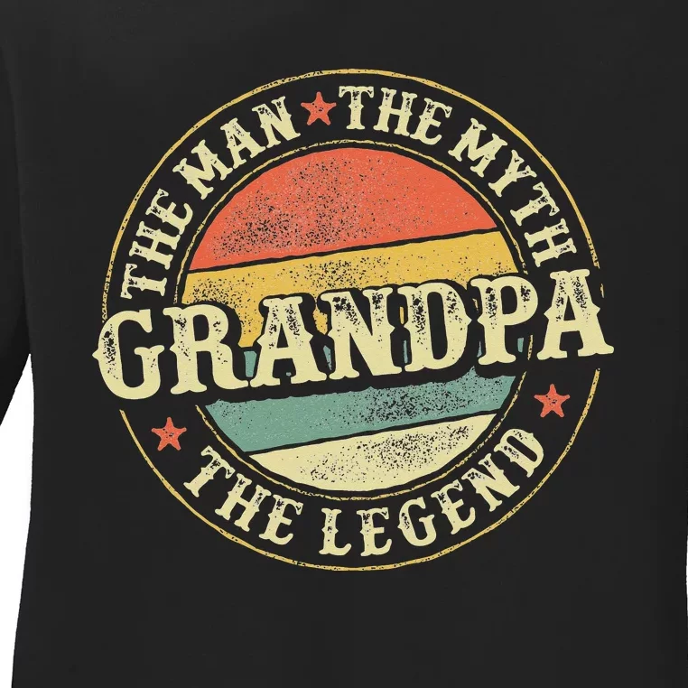 Grandpa The Man The Myth The Legend Father's Day Grandfather Ladies Long Sleeve Shirt