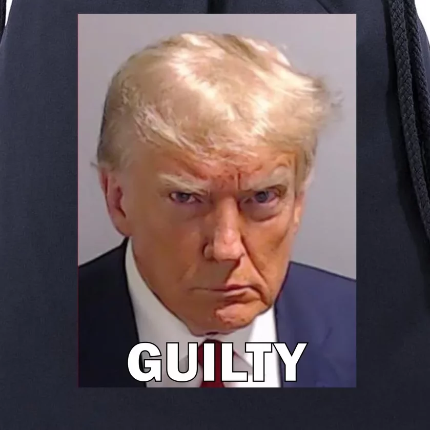 Guilty Trump Mugshot Drawstring Bag