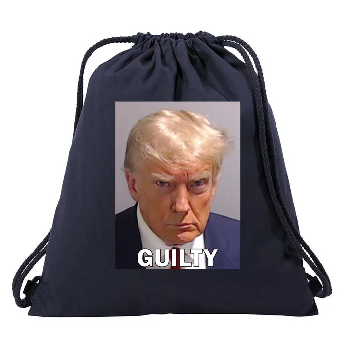 Guilty Trump Mugshot Drawstring Bag