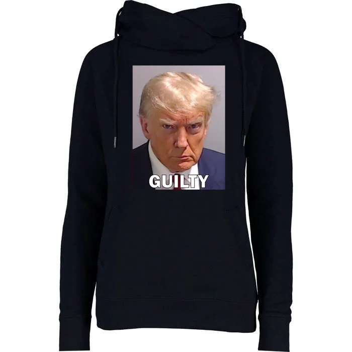 Guilty Trump Mugshot Womens Funnel Neck Pullover Hood