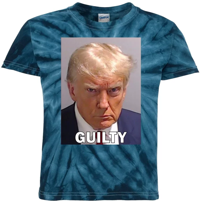 Guilty Trump Mugshot Kids Tie-Dye T-Shirt