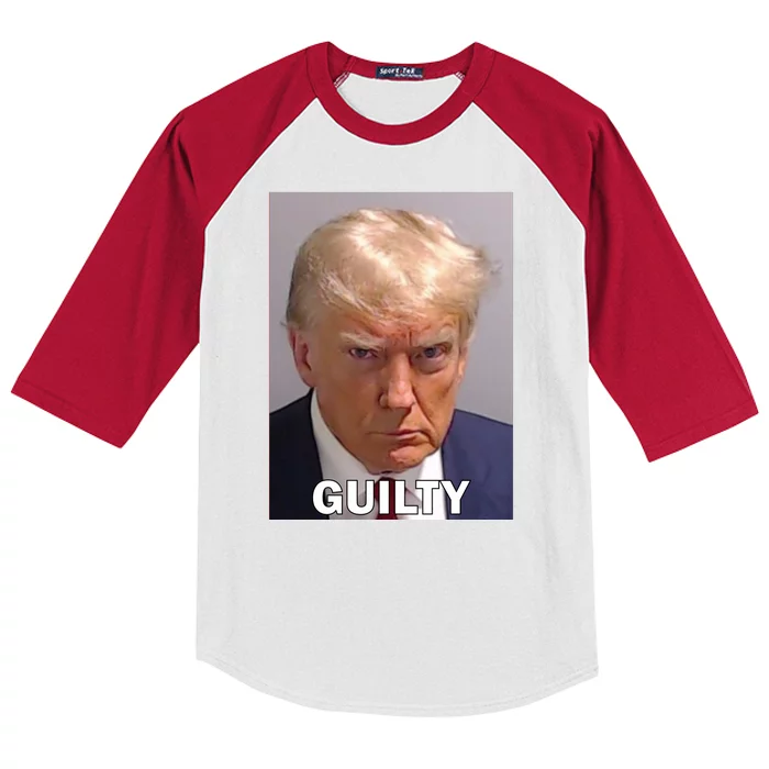 Guilty Trump Mugshot Kids Colorblock Raglan Jersey