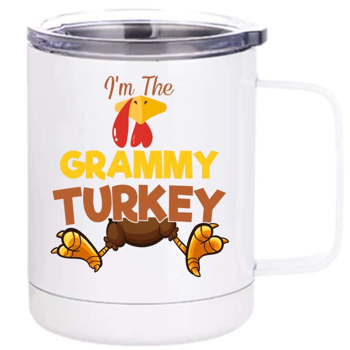 Grammy Turkey Matching Family Group Thanksgiving Gifts Front & Back 12oz Stainless Steel Tumbler Cup