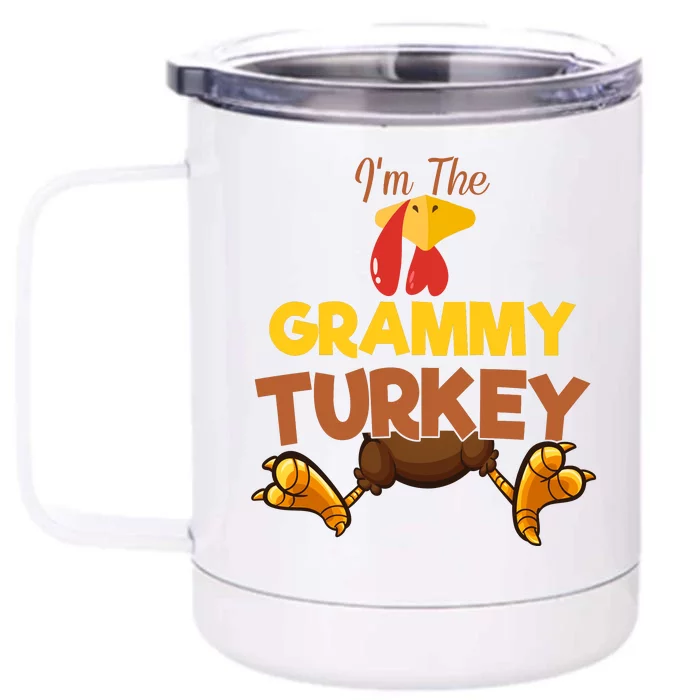 Grammy Turkey Matching Family Group Thanksgiving Gifts Front & Back 12oz Stainless Steel Tumbler Cup