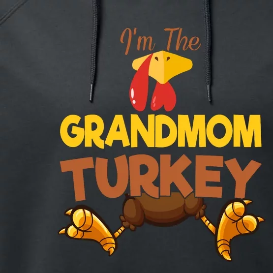 Grandmom Turkey Matching Family Group Thanksgiving Gifts Performance Fleece Hoodie