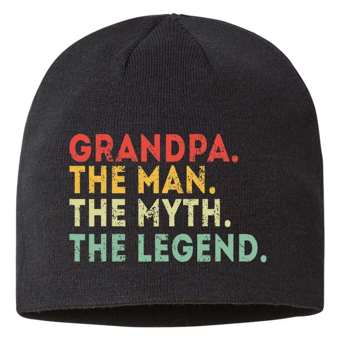 Grandpa The Man The Myth The Legend Fathers Day Gift 8 1/2in Sustainable Knit Beanie