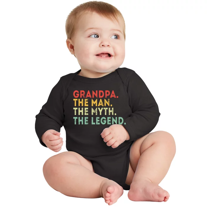 Grandpa The Man The Myth The Legend Fathers Day Gift Baby Long Sleeve Bodysuit