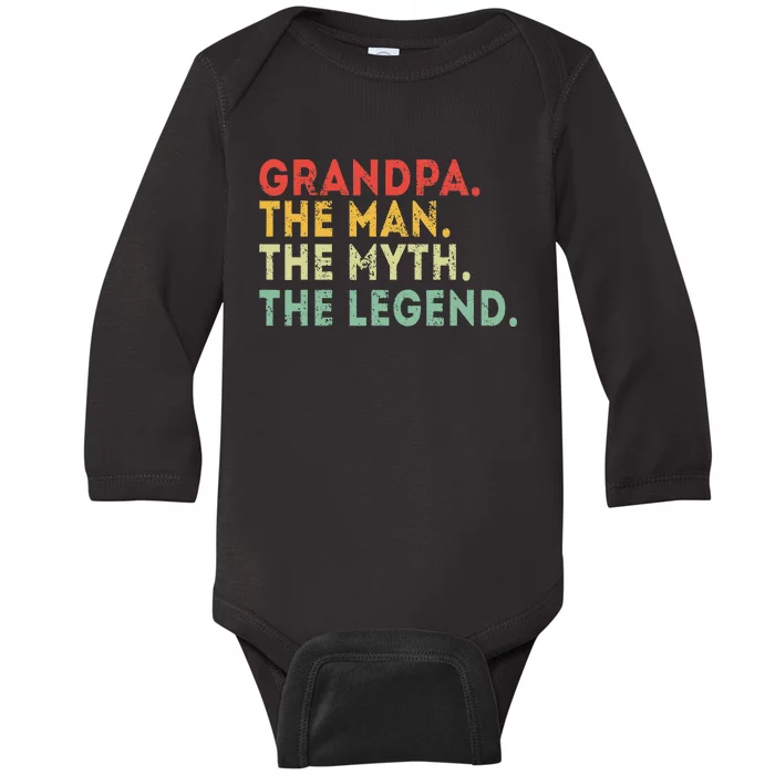 Grandpa The Man The Myth The Legend Fathers Day Gift Baby Long Sleeve Bodysuit