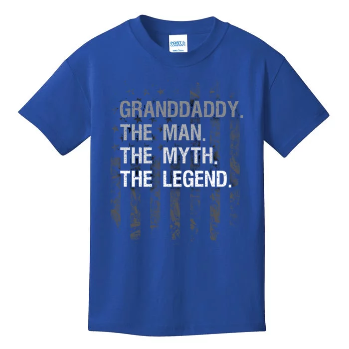 Granddaddy The Myth Legend Funny Gift American Flag Gift Kids T-Shirt