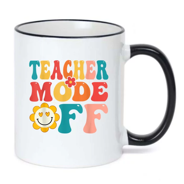 Groovy Teacher Mode Off Last Day Of School Summer Break Black Color Changing Mug