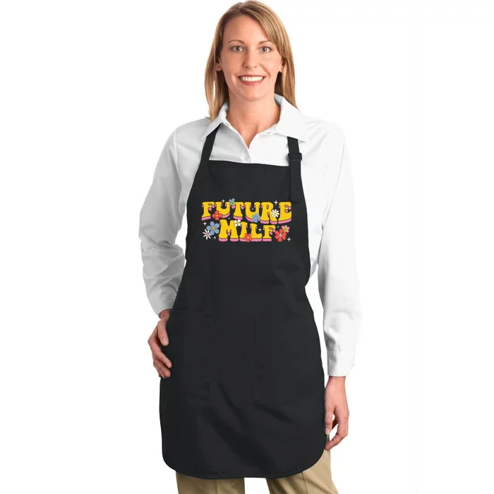 Groovy Typo Men Women Joke Future Milf Full-Length Apron With Pocket