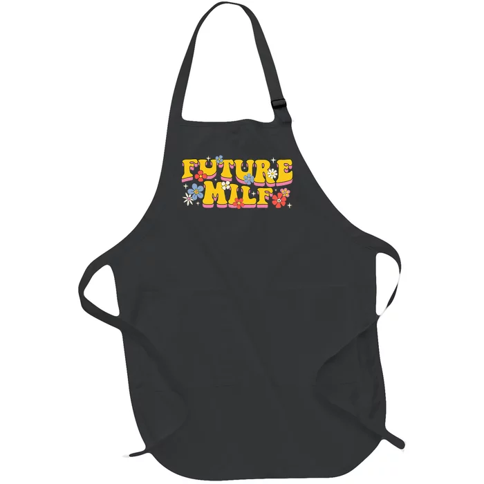 Groovy Typo Men Women Joke Future Milf Full-Length Apron With Pocket