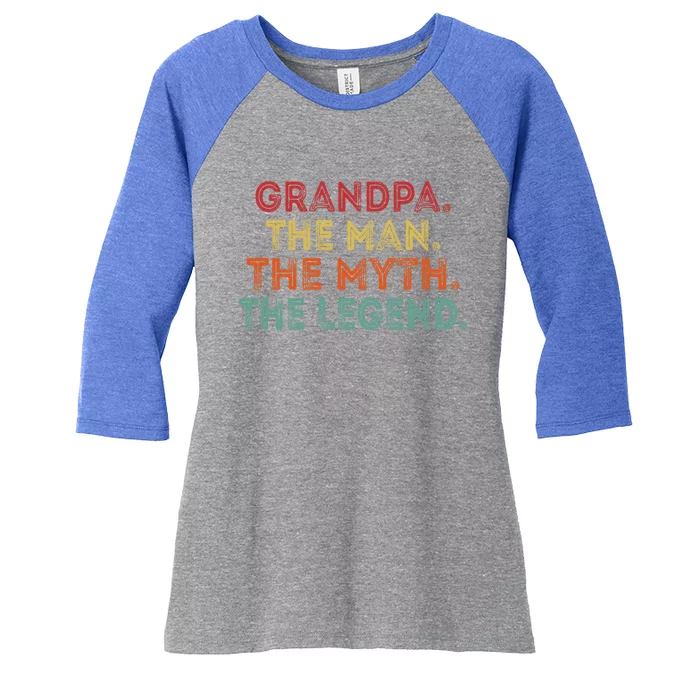 Grandpa The Myth Legend Vintage Fathers Day Gift Papa Cute Gift Women's Tri-Blend 3/4-Sleeve Raglan Shirt