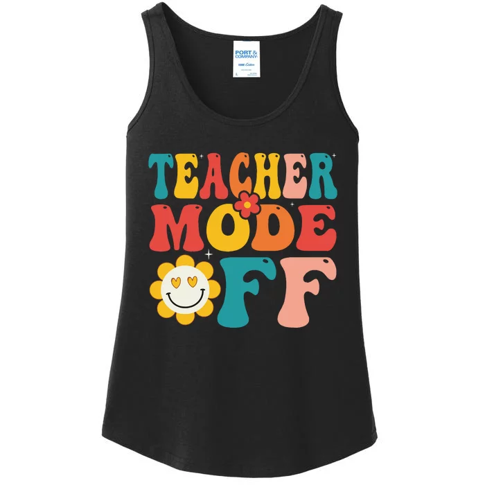 Groovy Teacher Mode Off Last Day Of School Summer Break Ladies Essential Tank