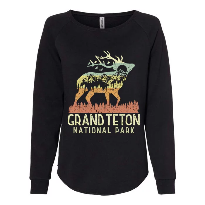 Grand Teton National Park Retro Mountain Vintage Elk Gift Womens California Wash Sweatshirt