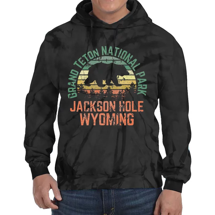 Grand Teton National Park Jackson Hole Wyoming Bear Vintage Tie Dye Hoodie