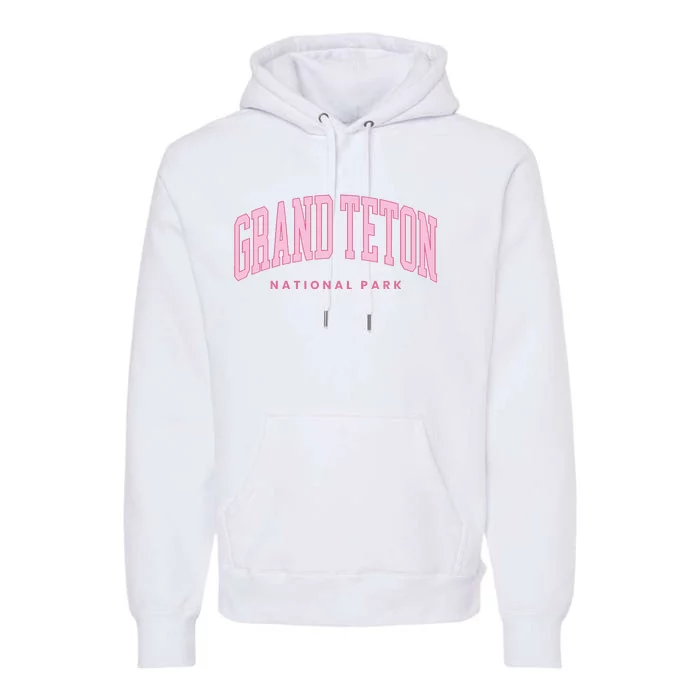 Grand Teton National Park Wyoming Preppy Throwback Premium Hoodie